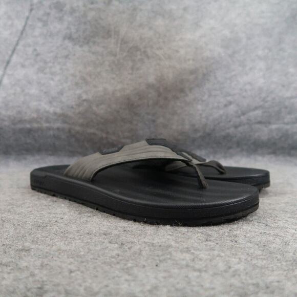Flojos Shoes Mens 8 Sandal Flip Flop Slip On Memory Foam Comfort Surf Gray Black - Picture 1 of 12